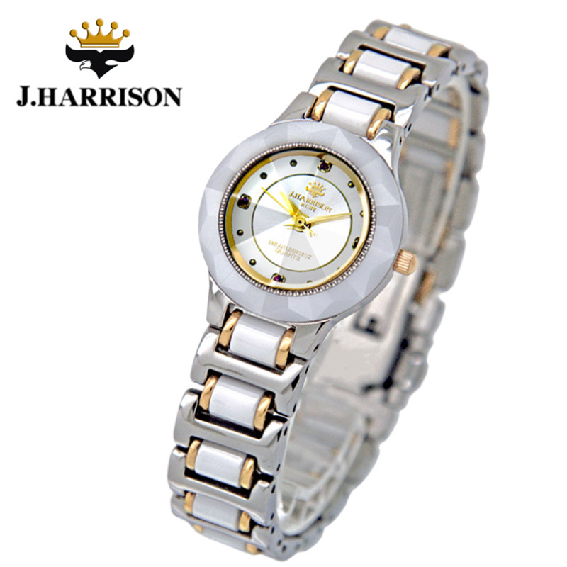 【658】未使用♪J.HARRISON 18K金張サファイア宝石腕時計