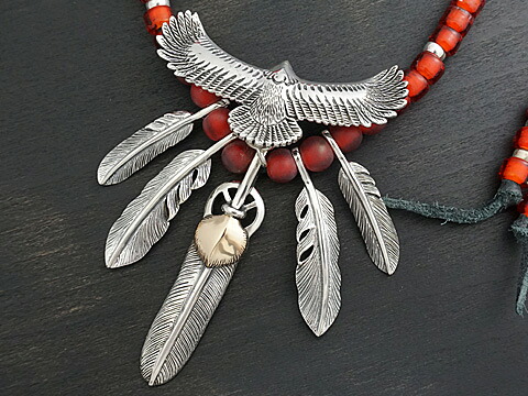 【インディアンジュエリー】【イーグル/イーグルフェザー】 Silver925/Brass ペンダント/特大|VARIOUS JEWELRY