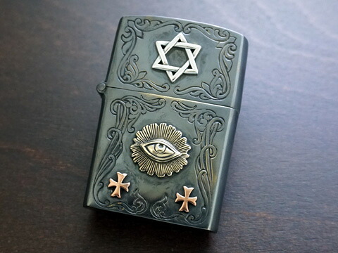 【good vibrations】【フリーメイソン/プロビデンスの目/六芒星】 Brass/Silver925/Copper ZIPPO オイルライター(古美仕上)|VARIOUS JEWELRY