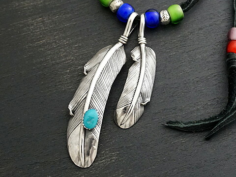【ブルージェム/ターコイズ】【イーグルフェザー】 Silver925/カレンシルバー/高品質ホワイトハーツ ペンダント|VARIOUS JEWELRY