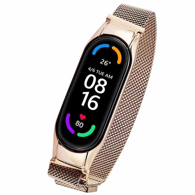 エレコム elecom Xiaomi Mi Smart Band 6 5 交換 バンド ベルト ステンレス 通気性 耐久性 スマートウォッチ シャオミ  スマートバンド ローズゴールド 沸騰ブラドン