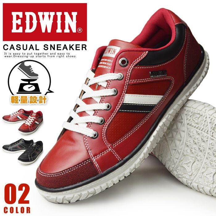 【送料無料】EDWIN エドウィン スニーカー メンズ 軽量 カジュアルシューズ 防滑 幅広 3E EEE ローカット サイドライン コンフォートシューズ 男性 靴 紳士靴 メンズシューズ/2026新作 春夏 トレンド