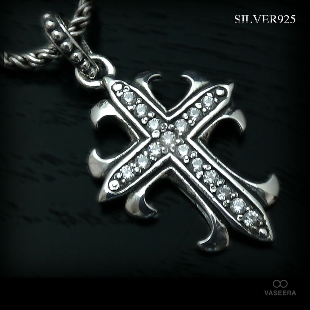 VASEERA -ヴァシーラ- 全面ジルコニア仕上げ フローラルクロス シルバー ペンダント トップ 【メンズ/ペンダントヘッド/シルバー925/GA-0027】