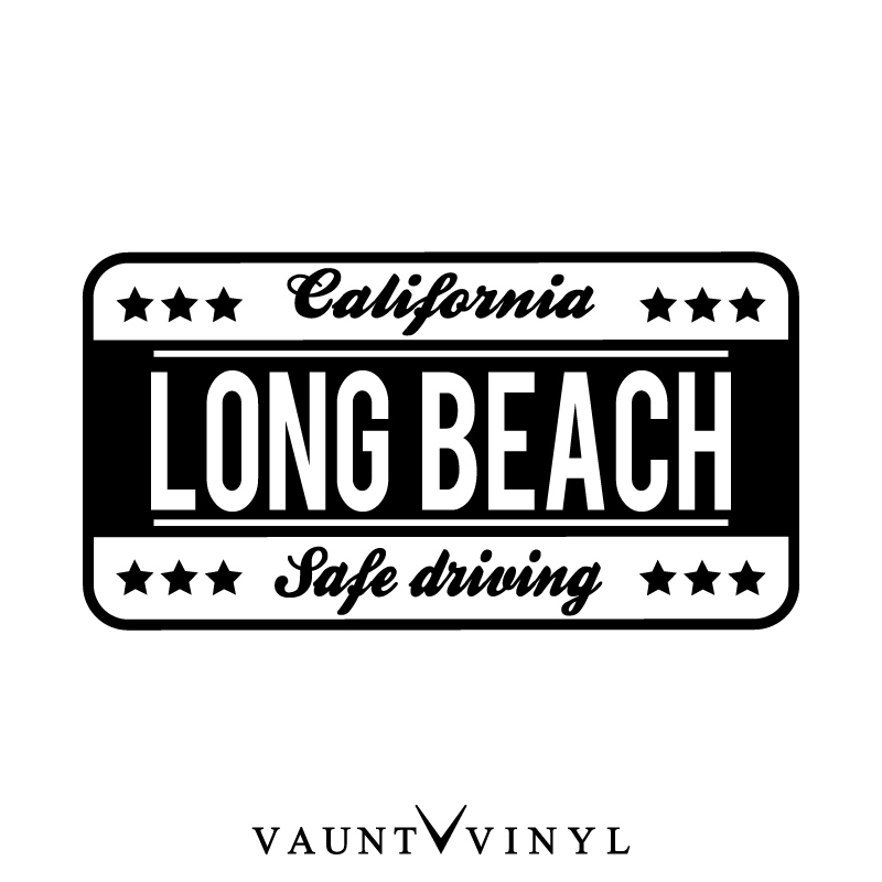 楽天市場 Long Beach カッティング ステッカー 車 シール デカール 海 波 サーフィン サーフボード サーファー 波乗り ナンバープレート カリフォルニア サーフ 安全運転 セーフドライブ 吸盤 マグネット Vaunt Vinyl Sticker Store