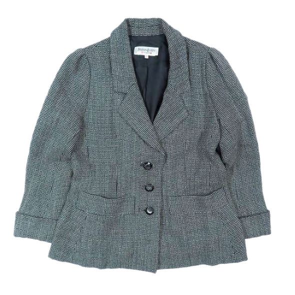美品✨希少【イヴサンローラン】半袖ジャケット 千鳥格子 チェック モノトーン38 パデッドジャケット（千鳥格子） | Saint Laurent サンローラン