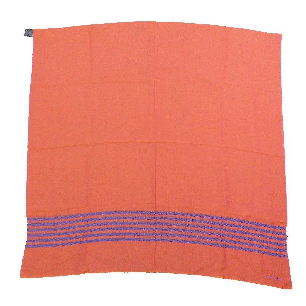 【中古】美品 HERMES エルメス カシミヤ シルク カシシル 大判 ストール プリュム スティッチング マフラー スカーフ ショール オレンジ 青 レディース Re：MODE ブランド古着のリモード｜Re：MODE　ブランド古着のリモード 22,644円