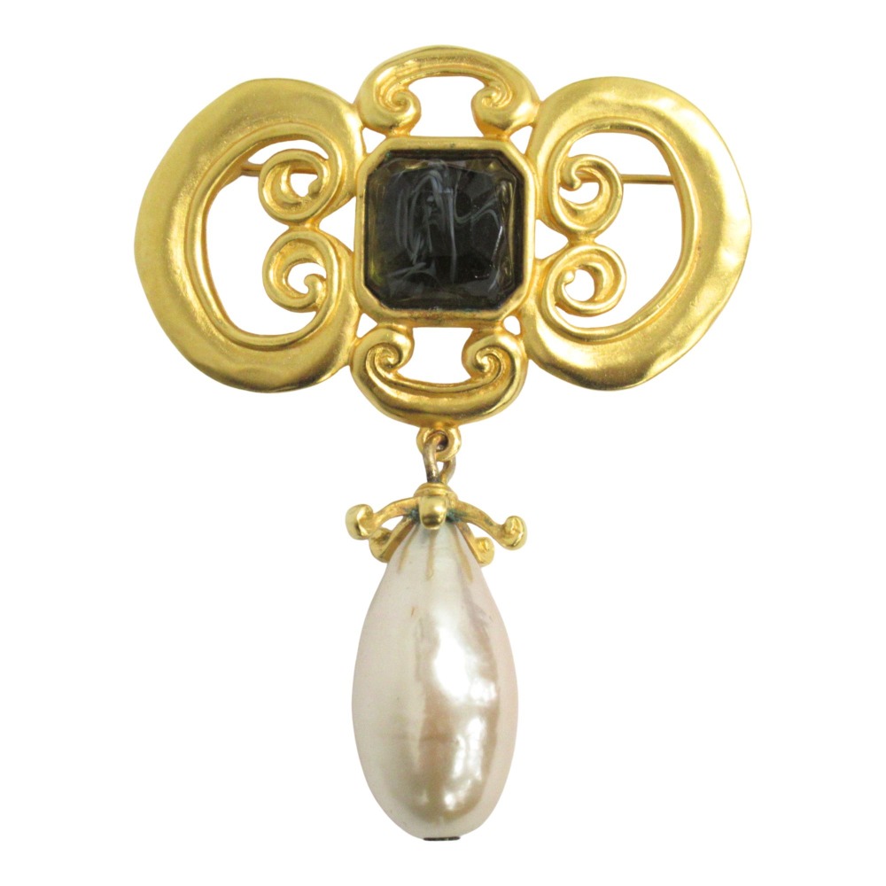 【中古】良品 KARL LAGERFELD カールラガーフェルド ブローチ アクセサリー ジュエリー ヴィンテージ イエローゴールド レディース Re：MODE ブランド古着のリモード｜Re：MODE　ブランド古着のリモード