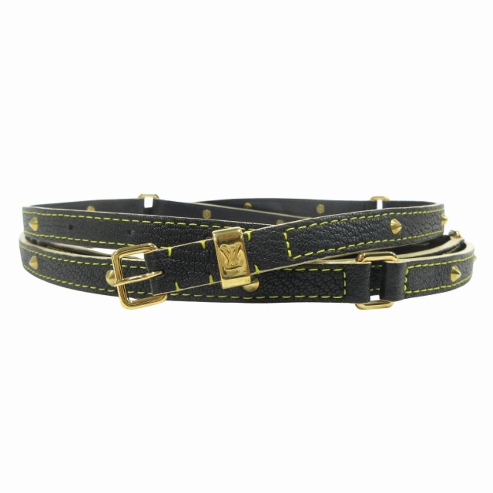 【中古】美品 LOUIS VUITTON ルイヴィトン スハリ サンチュールスハリドゥブルトゥール レザー ベルト スタッズ ナロー S ブラック レディース Re：MODE ブランド古着のリモード｜Re：MODE　ブランド古着のリモード