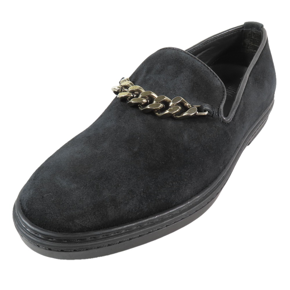 【中古】未使用 JIMMY CHOO ジミーチュウ チェーン スリッポン ローカット スニーカー シューズ スエードレザー 靴 40 ブラック メンズ Re：MODE ブランド古着のリモード｜Re：MODE　ブランド古着のリモード