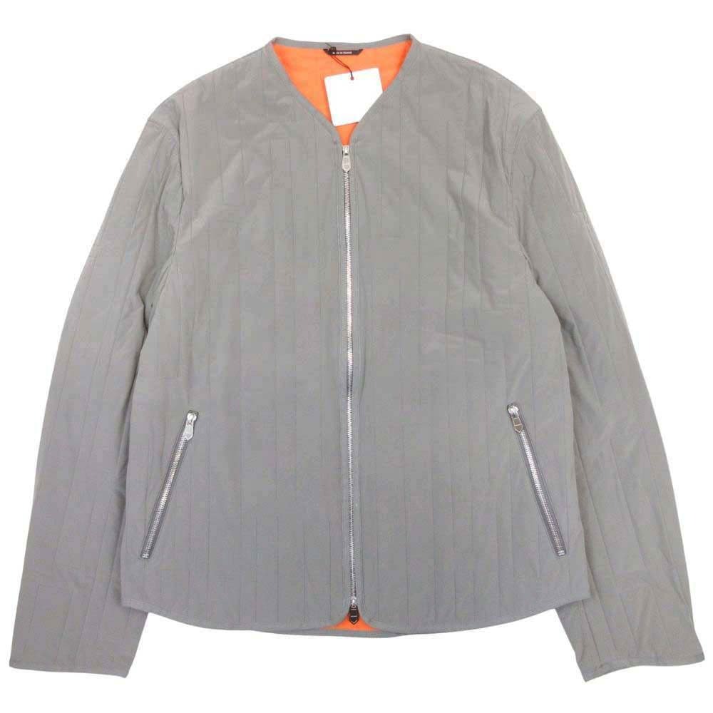 【中古】未使用 21ss HERMES エルメス Hキルティング ブルゾン ジャケット アウター 中綿 Vネック Hステッチ 52 グレー オレンジ メンズ Re：MODE ブランド古着のリモード｜Re：MODE　ブランド古着のリモード