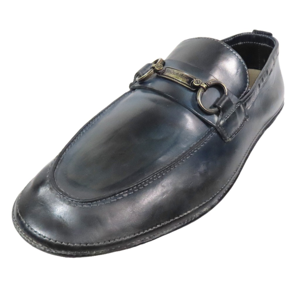【中古】未使用 DOLCE&GABBANA ドルチェアンドガッバーナ 斑染め レザー ホースビット ローファー ドレスシューズ ロゴ 8.5 黒 青 メンズ Re:MODE ブランド古着のリモード|Re:MODE ブランド古着のリモード