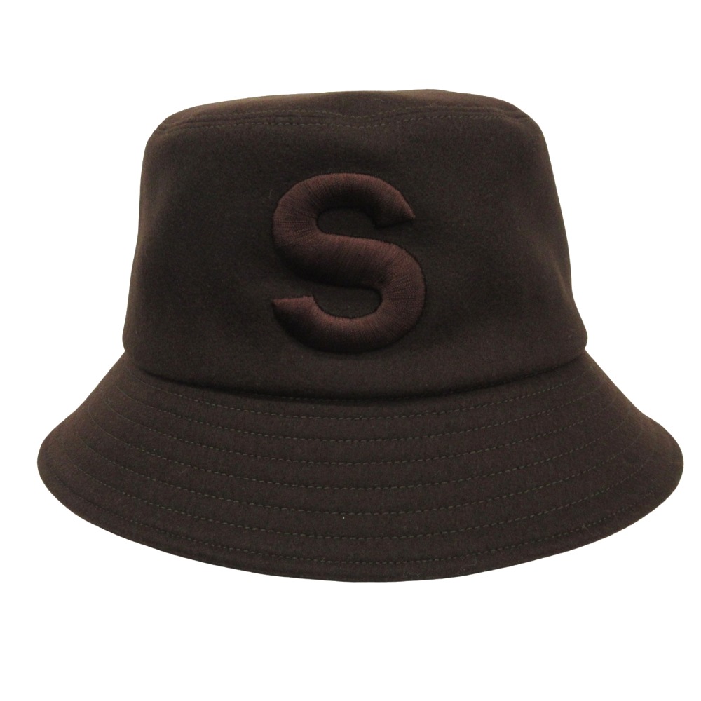 【中古】未使用 25aw sacai サカイ Wool Melton S Hat ウール メルトン バケット ハット バケット Sロゴ 刺繍 1 茶 ブラウン メンズ Re：MODE ブランド古着のリモード｜Re：MODE　ブランド古着のリモード
