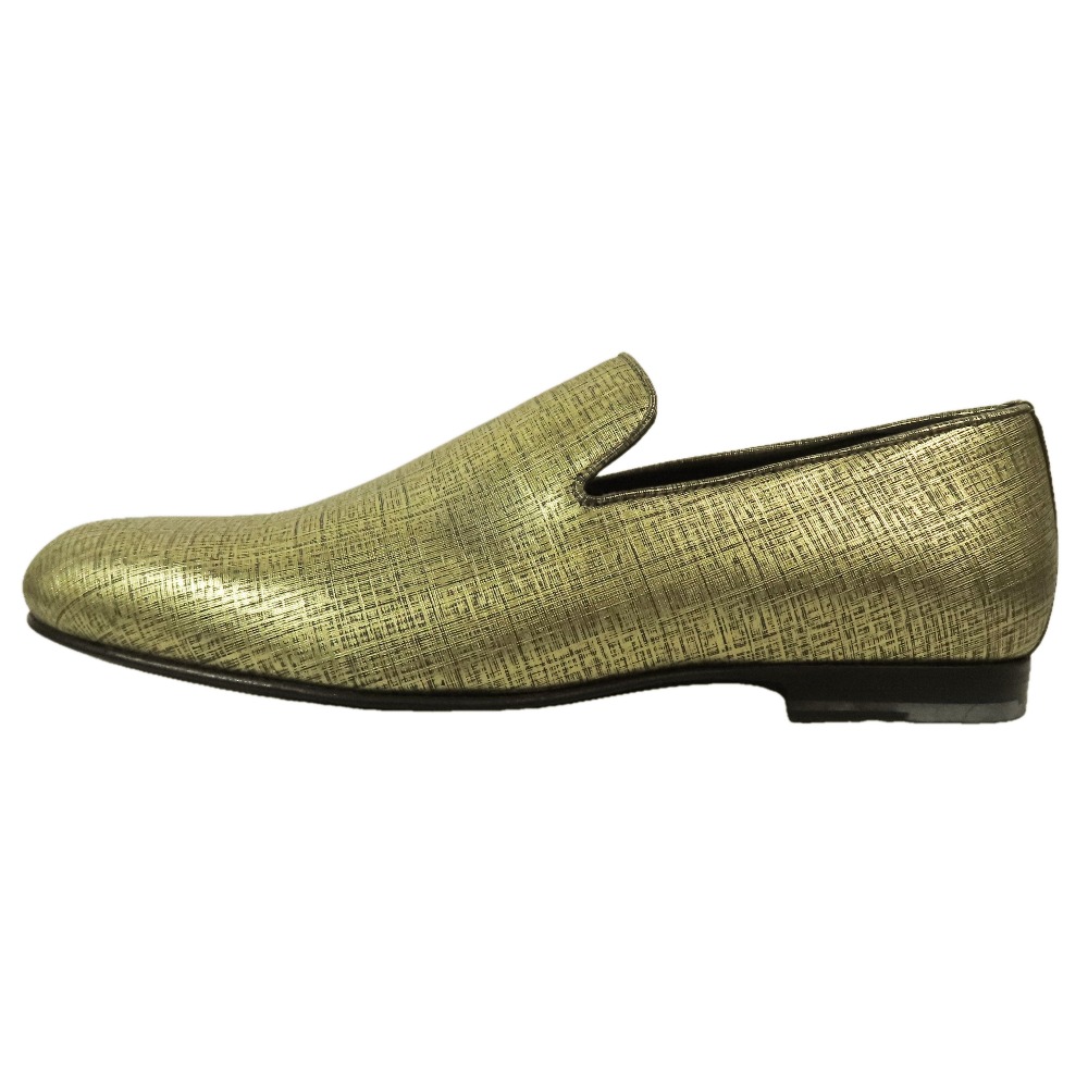 【中古】未使用 JIMMY CHOO ジミーチュウ メタリック レザー ローファー ツイード柄 シューズ スリッポン ローカット 靴 41 ゴールド メンズ Re：MODE ブランド古着のリモード｜Re：MODE　ブランド古着のリモード