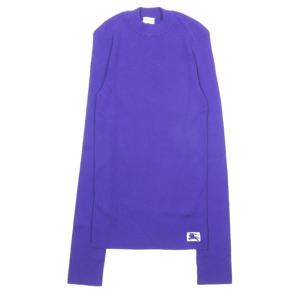 【中古】未使用 BURBERRY バーバリー ダニエル・リー ウール EKD スリムフィット リブ ニット セーター ロゴ 長袖 プルオーバー パープル S レディース Re：MODE ブランド古着のリモード｜Re：MODE　ブランド古着のリモード