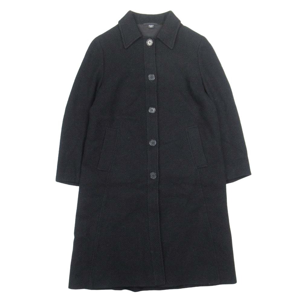 【中古】美品 本人期 HELMUT LANG ヘルムートラング ウール ツイード ステンカラーコート ロングジャケット アウター 42 黒 ブラック レディース Re：MODE ブランド古着のリモード｜Re：MODE　ブランド古着のリモード