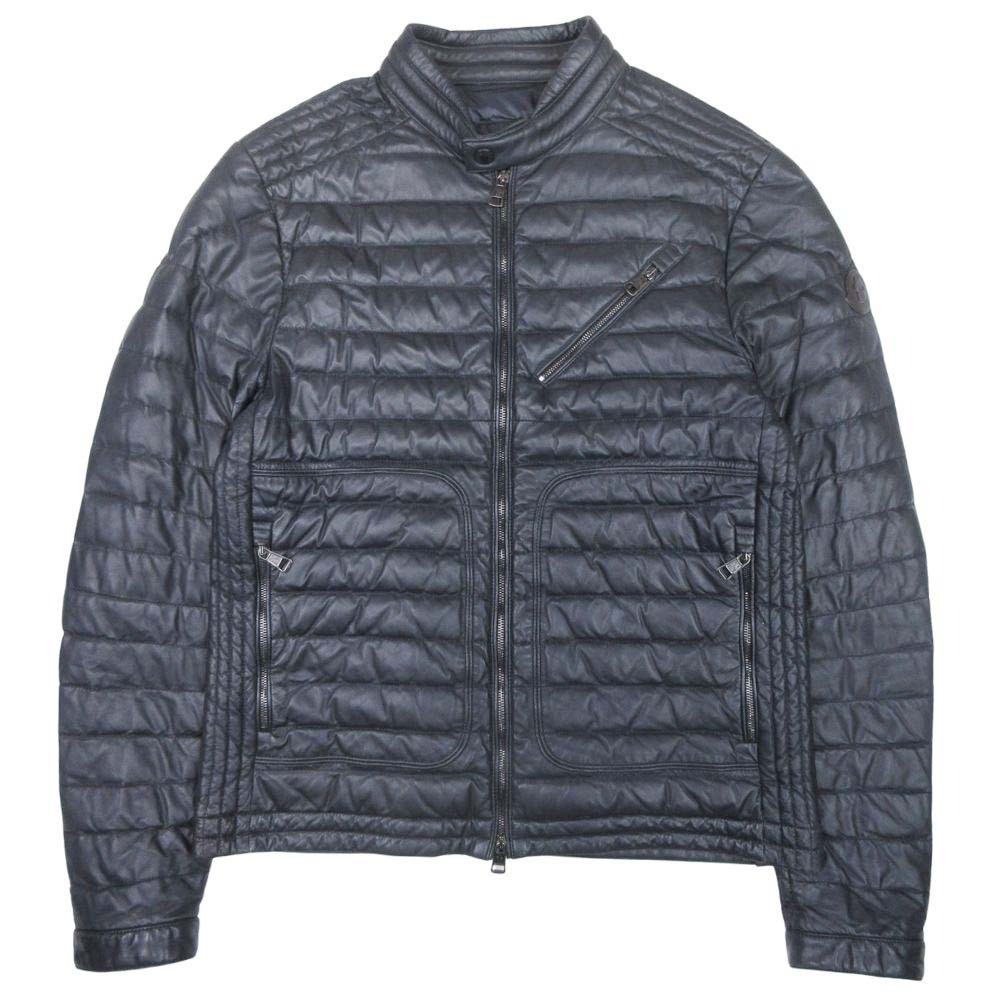 【中古】美品 MONCLER モンクレール CASTEU シープスキン レザー ダウン ライダースジャケット 羊革 ブルゾン アウター 1 黒 ブラック メンズ Re:MODE ブランド古着のリモード|Re:MODE ブランド古着のリモード