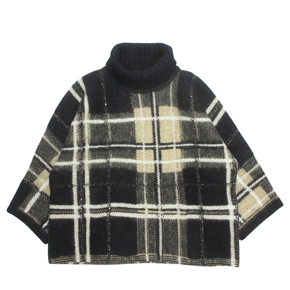 【中古】未使用 Max Mara Studio マックスマーラステュディオ チェック ウール ニット セーター タートルネック スパンコール サイズL レディース Re：MODE ブランド古着のリモード｜Re：MODE　ブランド古着のリモード