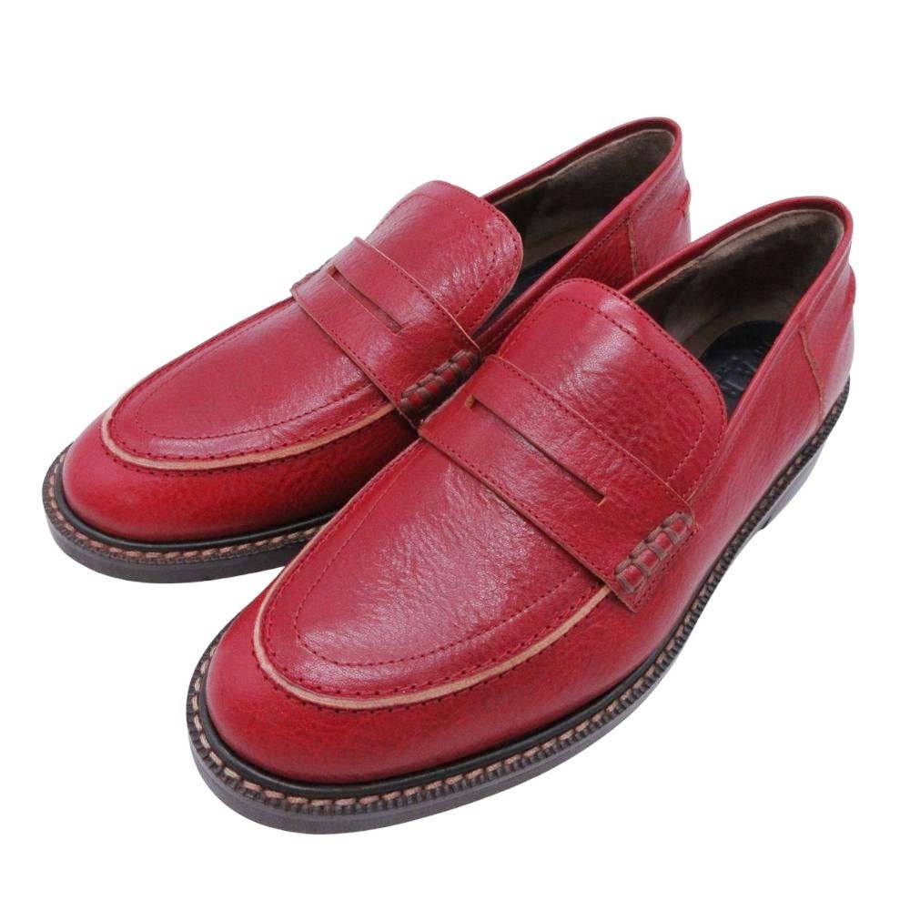 【中古】新品同様 MARNI マルニ カーフレザー コインローファー ペニーローファー モカシン スリッポン 牛革 靴 37/23.5 赤 レッド レディース Re：MODE ブランド古着のリモード｜Re：MODE　ブランド古着のリモード 8,315円