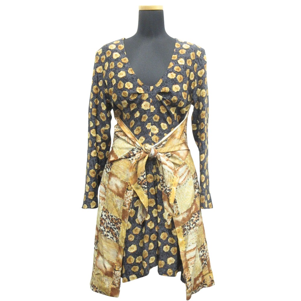 【中古】美品 VALENTINO ヴァレンティノ ヴァレンチノ ワンピース ドレス カットソー パレオ風 総柄 ビンテージ ヴィンテージ マルチカラー レディース Re：MODE ブランド古着のリモード｜Re：MODE　ブランド古着のリモード