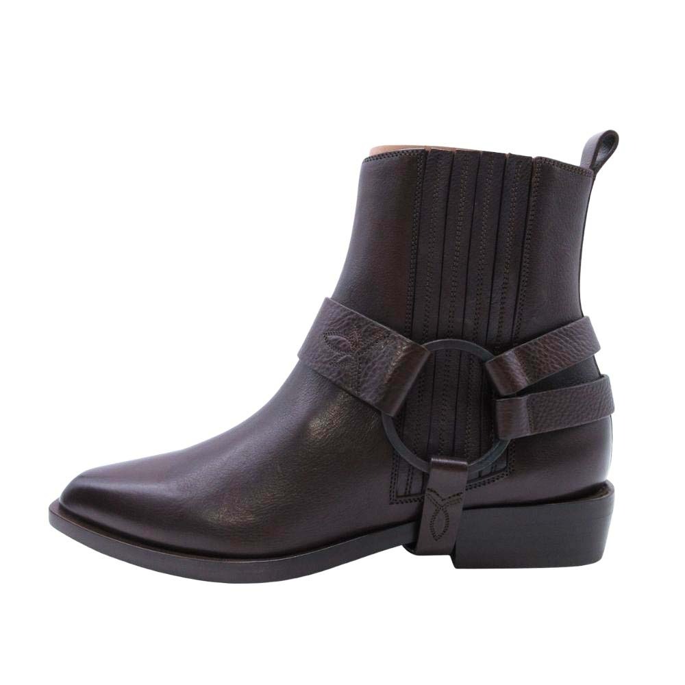 【中古】未使用 SARTORE サルトル 2way レザー ベルテッド サイドゴア ショート ブーツ シューズ 靴 34.5/22.0 ダークブラウン レディース Re：MODE ブランド古着のリモード｜Re：MODE　ブランド古着のリモード