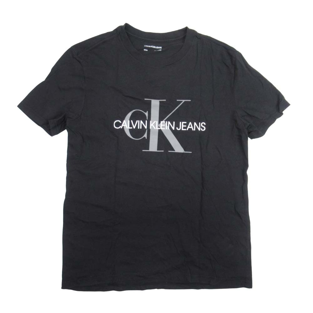 【中古】美品 CALVIN KLEIN JEANS カルバンクラインジーンズ ロゴプリント Tシャツ 半袖 トップス カットソー S 黒 ブラック メンズ Re：MODE ブランド古着のリモード