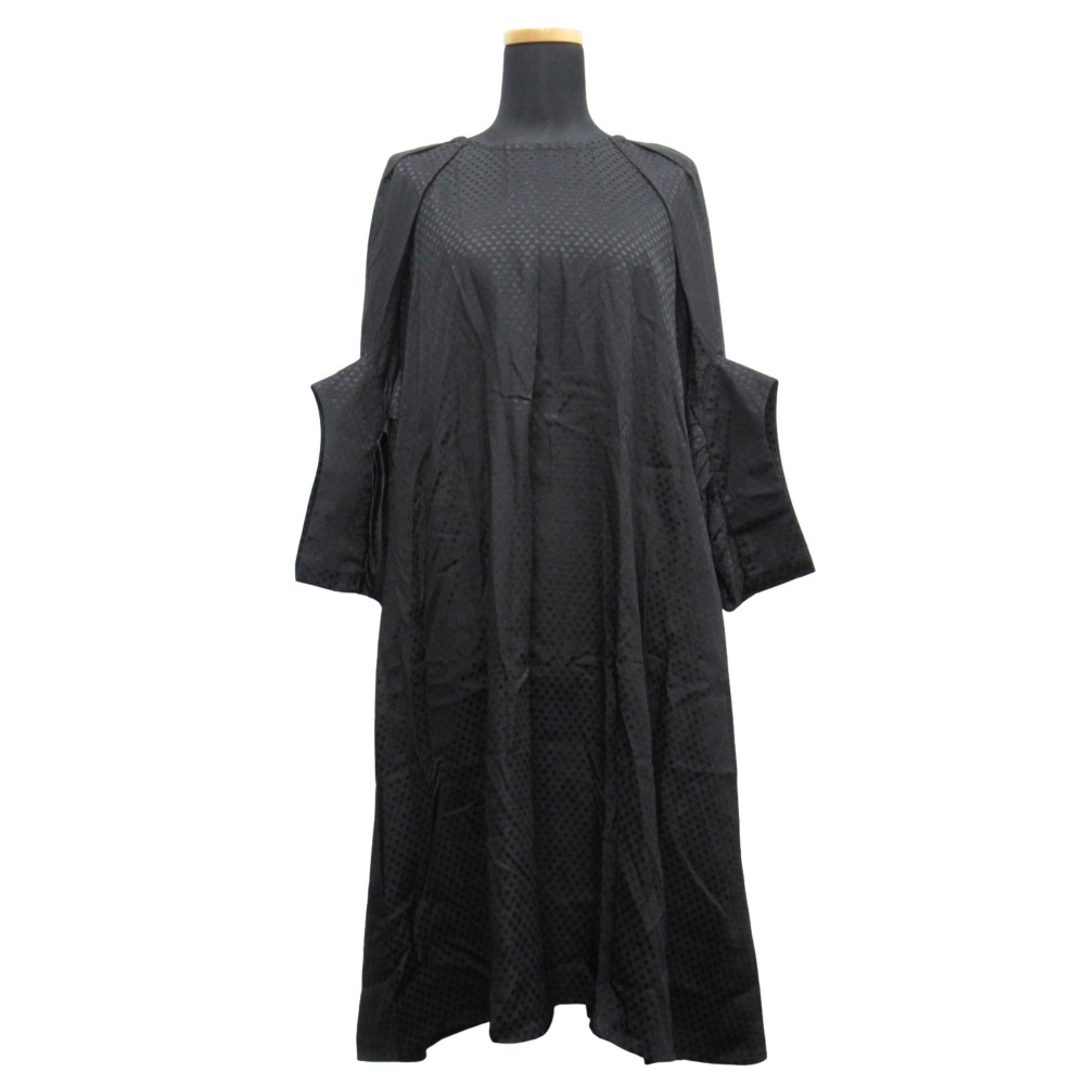【中古】美品 BAUM UND PFERDGARTEN バウム ウンド ヘルガーデン シルク フレア ワンピース ドレス カットソー 変形スリーブ 34 黒 レディース Re：MODE ブランド古着のリモード