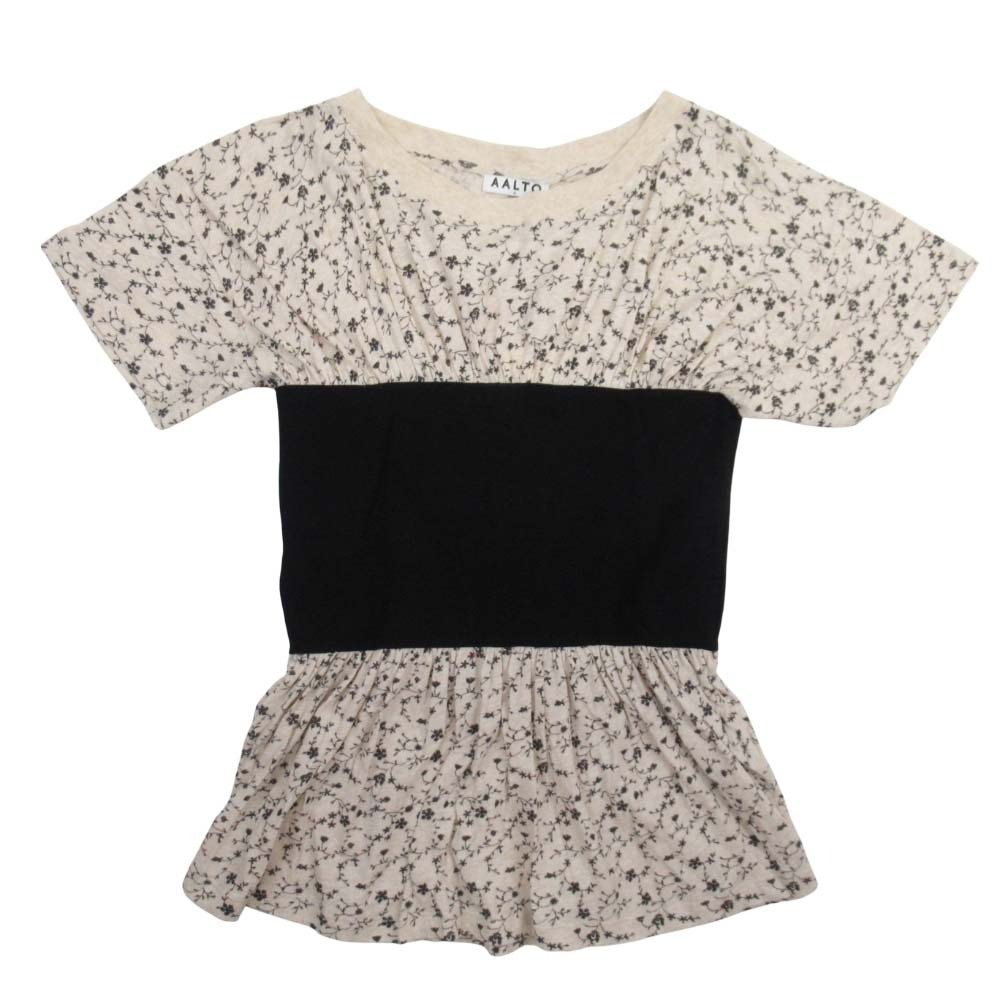【中古】未使用 18ss AALTO アールト リバティプリント ビスチェ レイヤード風 トップス 半袖 Tシャツ カットソー 36 ベージュ ブラック レディース Re：MODE ブランド古着のリモード