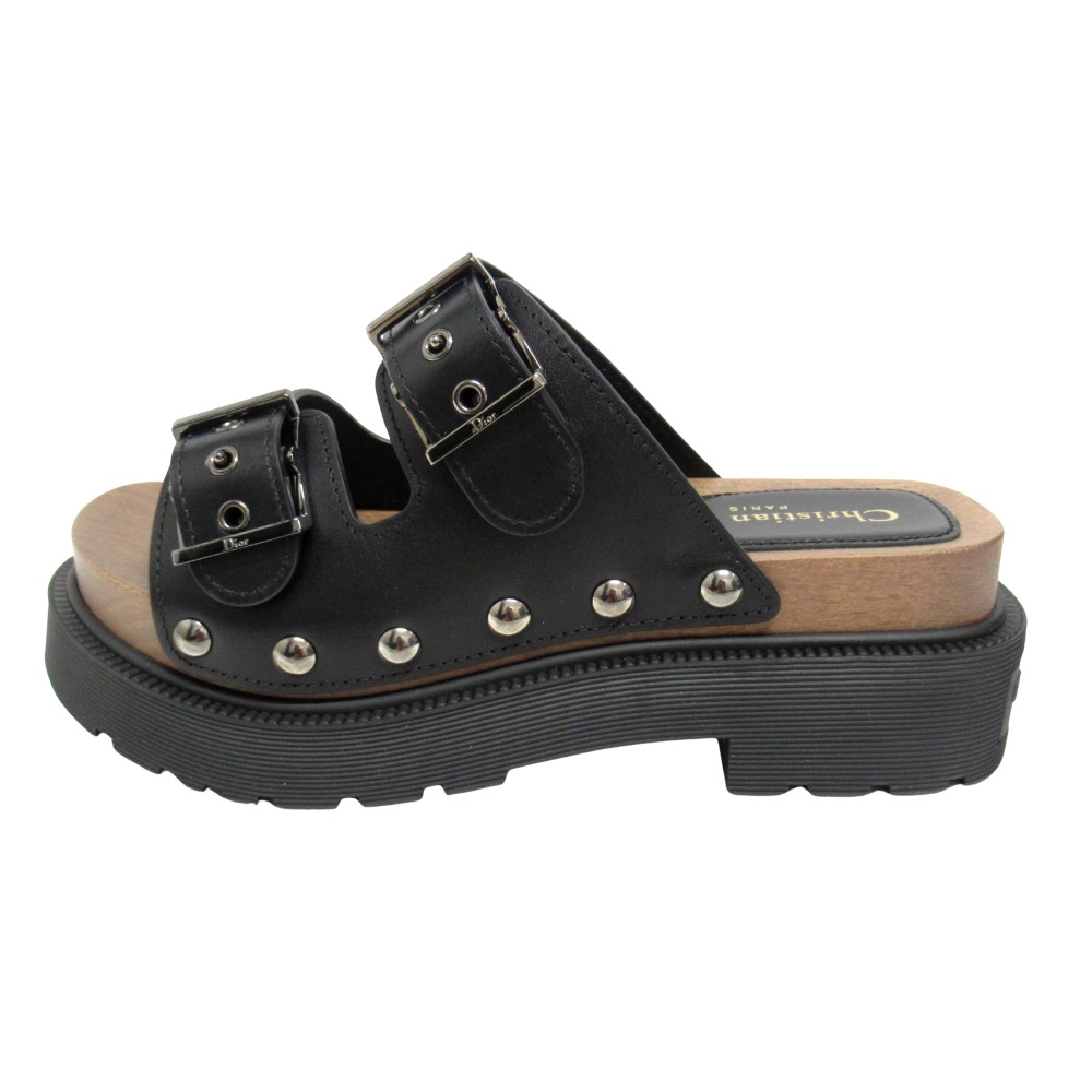 【中古】未使用 22aw Christian Dior クリスチャンディオール クエイク レザー クロッグ サンダル サボ シューズ DIORQUAKE 35 ブラック 黒 レディース Re:MODE ブランド古着のリモード|Re:MODE ブランド古着のリモード