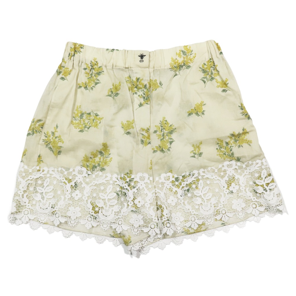 【中古】新品同様 23SS Christian Dior クリスチャンディオール ミモザ シアー ショートパンツ レース フローラルプリント F38 ベージュ イエロー レディース Re：MODE ブランド古着のリモード｜Re：MODE　ブランド古着のリモード