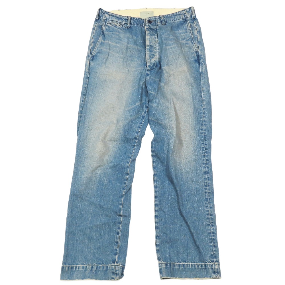 【中古】良品 AVIREX アヴィレックス TFQP DENIM TROUSERS デニム トラウザーズ ボタンフライ ヴィンテージ ダメージ加工 32 ブルー メンズ Re：MODE ブランド古着のリモード｜Re：MODE　ブランド古着のリモード 8,561円
