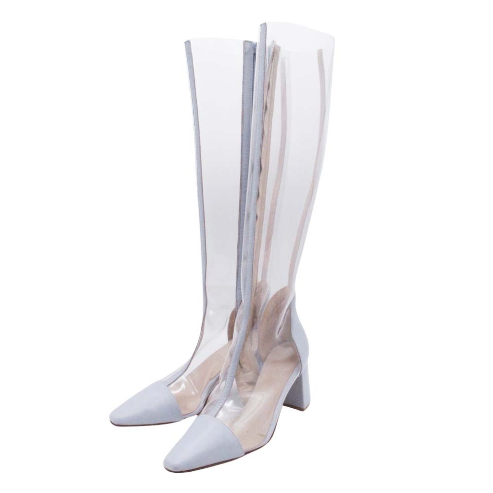 【中古】良品 MARYAM NASSIR ZADEH マリアムナッシアーザデー JUPITER BOOT ブーツ クリア PVC × レザー シューズ 靴 37/23.5 アイスブルー レディース Re：MODE ブランド古着のリモード