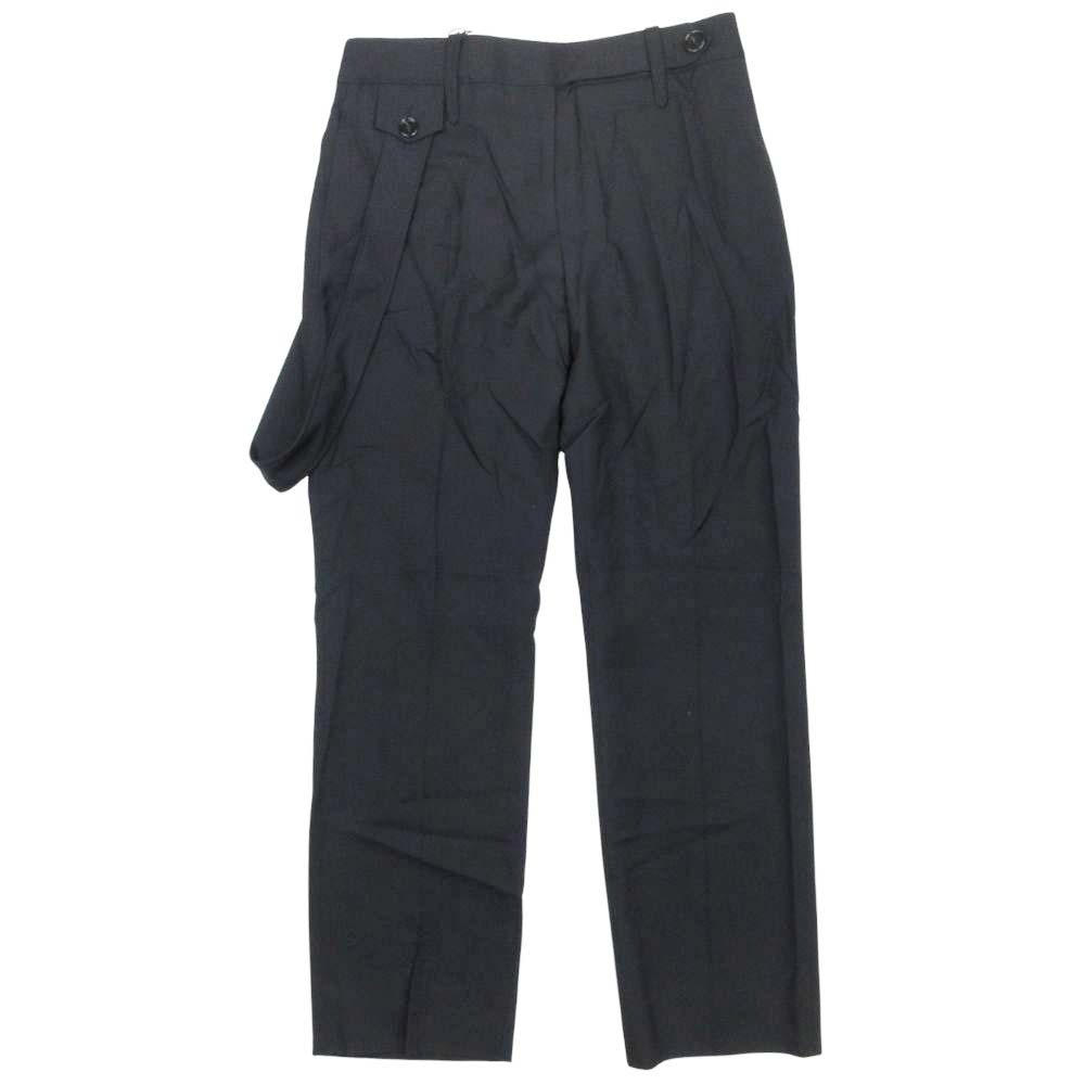 【中古】未使用 BURBERRY バーバリー ウール サスペンダー風 スラックス テーパードパンツ ボトムス トラウザー 42 黒 ブラック ティッシ期 レディース Re：MODE ブランド古着のリモード｜Re：MODE　ブランド古着のリモード