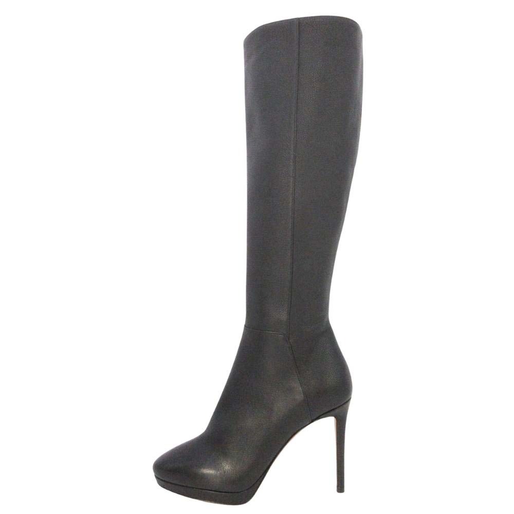 【中古】未使用 JIMMY CHOO ジミーチュウ アーモンドトゥ ロングブーツ レザー シューズ 本革 サイドファスナー 34.5/21.5 黒 ブラック レディース Re：MODE ブランド古着のリモード｜Re：MODE　ブランド古着のリモード