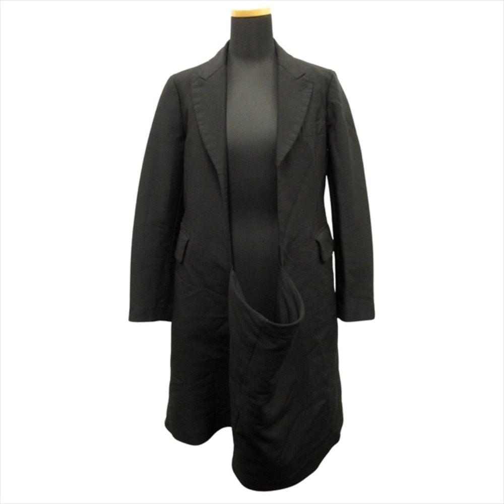 【中古】新品同様 COMME des GARCONS コムデギャルソン 15aw ポリ縮絨 フロントオープン チェスター コート ジャケット ワンピース 製品染め XS 黒 レディース Re：MODE ブランド古着のリモード｜Re：MODE　ブランド古着のリモード