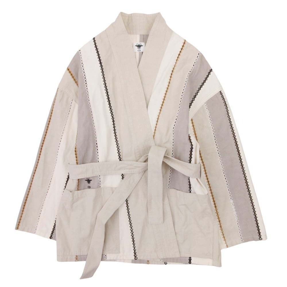 【中古】未使用 Christian Dior クリスチャンディオール 21ss パッチワーク ウエストマーク ジャケット ブルゾン bee刺繍 36 ベージュ レディース Re：MODE ブランド古着のリモード｜Re：MODE　ブランド古着のリモード