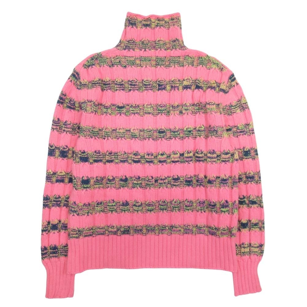 【中古】未使用 DIOR HOMME ディオール・オム 21ss ウールカシミヤ ボーダー タートルネック ニット ケーブル編み セーター M ピンク メンズ Re:MODE ブランド古着のリモード|Re:MODE ブランド古着のリモード