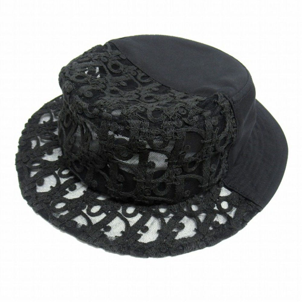 【中古】未使用 Christian Dior クリスチャンディオール オブリーク スプリット フィッシャーマン バケット ハット 帽子 S 黒 ブラック レディース Re：MODE ブランド古着のリモード｜Re：MODE　ブランド古着のリモード