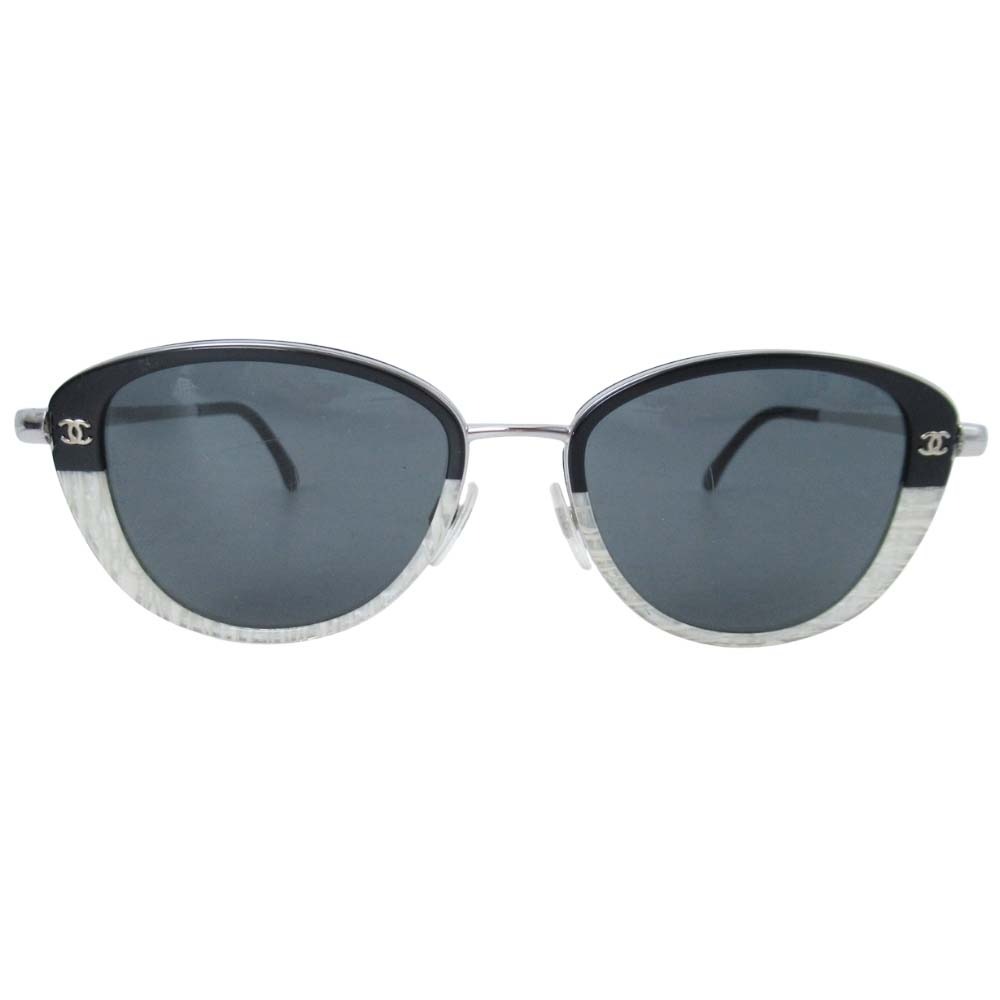 【中古】美品 CHANEL シャネル 4183 430/3F ココマーク ツイード風 サングラス アイウェア ボストンシェイプ型 メガネ 眼鏡 黒 ブラック メンズ レディース Re：MODE ブランド古着のリモード