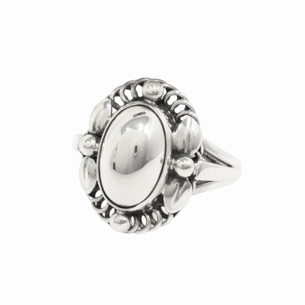 【中古】新品同様 Georg Jensen ジョージジェンセン 新品仕上げ済 1A トケイソウ パッションフラワー モチーフ リング 指輪 SV925 約11号 シルバー メンズ レディース Re：MODE ブランド古着のリモード
