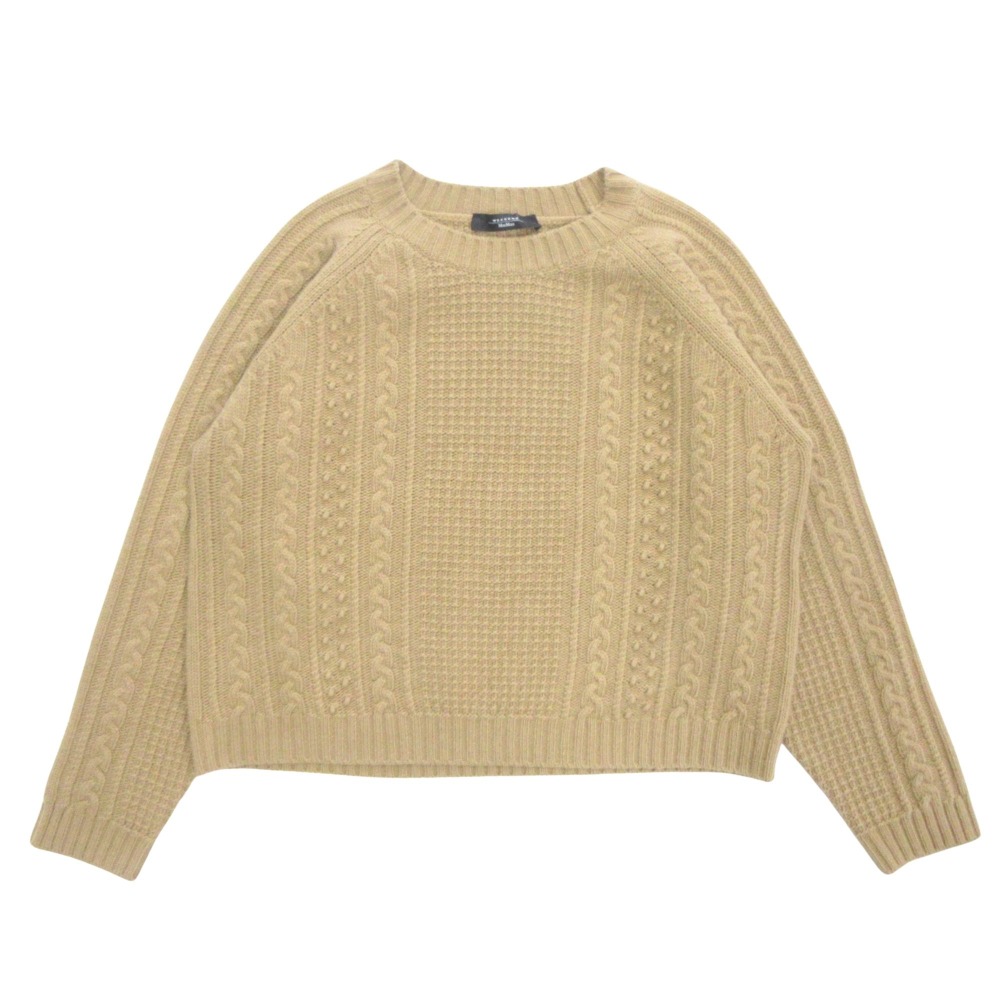 【中古】美品 MAX MARA WEEK END マックスマーラ ウィークエンド ケーブル ニット セーター 長袖 クルーネック 丸首 サイズM ベージュ レディース Re：MODE ブランド古着のリモード｜Re：MODE　ブランド古着のリモード