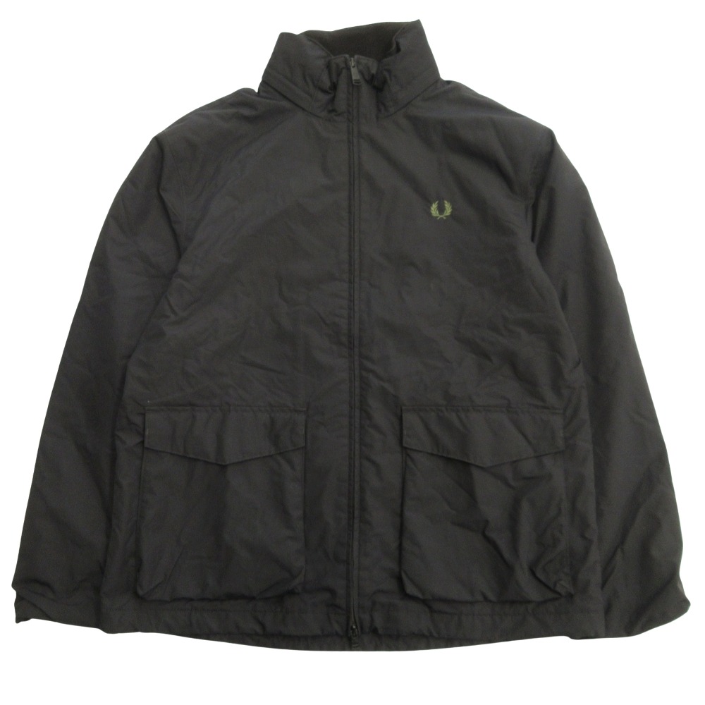 【中古】美品 FRED PERRY フレッドペリー パッチポケット ナイロン スポーツジャケット J8548 ブルゾン L 黒 ブラック メンズ Re:MODE ブランド古着のリモード|Re:MODE ブランド古着のリモード