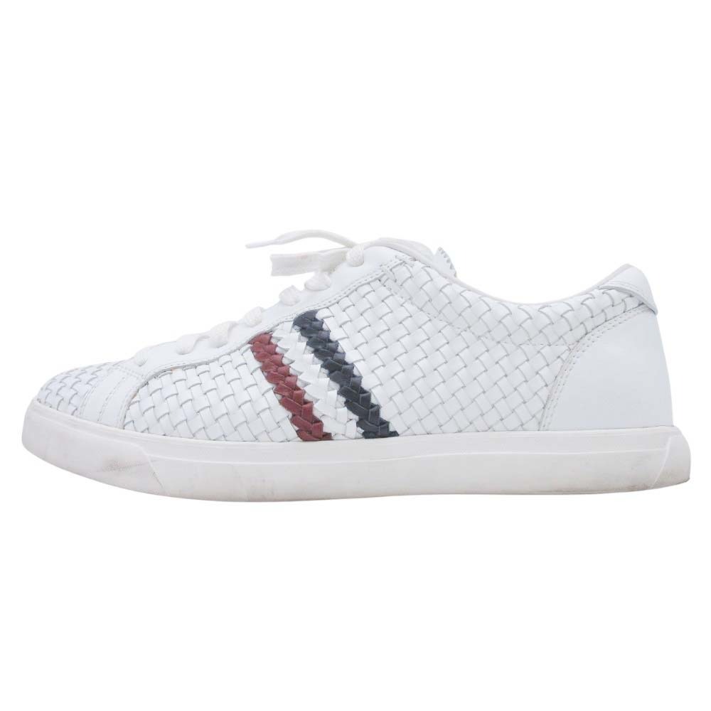 【中古】 MONCLER モンクレール MONEGASQUE モネガスク レザー 編み込み スニーカー シューズ ローカット 靴 41/25.5cm 白 ホワイト メンズ Re:MODE ブランド古着のリモード|Re:MODE ブランド古着のリモード