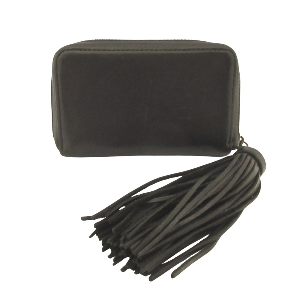 【中古】良品 Yohji Yamamoto +NOIR ヨウジヤマモト プリュス ノアール タッセル レザー カードケース 財布 黒 ブラック メンズ レディース Re：MODE ブランド古着のリモード｜Re：MODE　ブランド古着のリモード