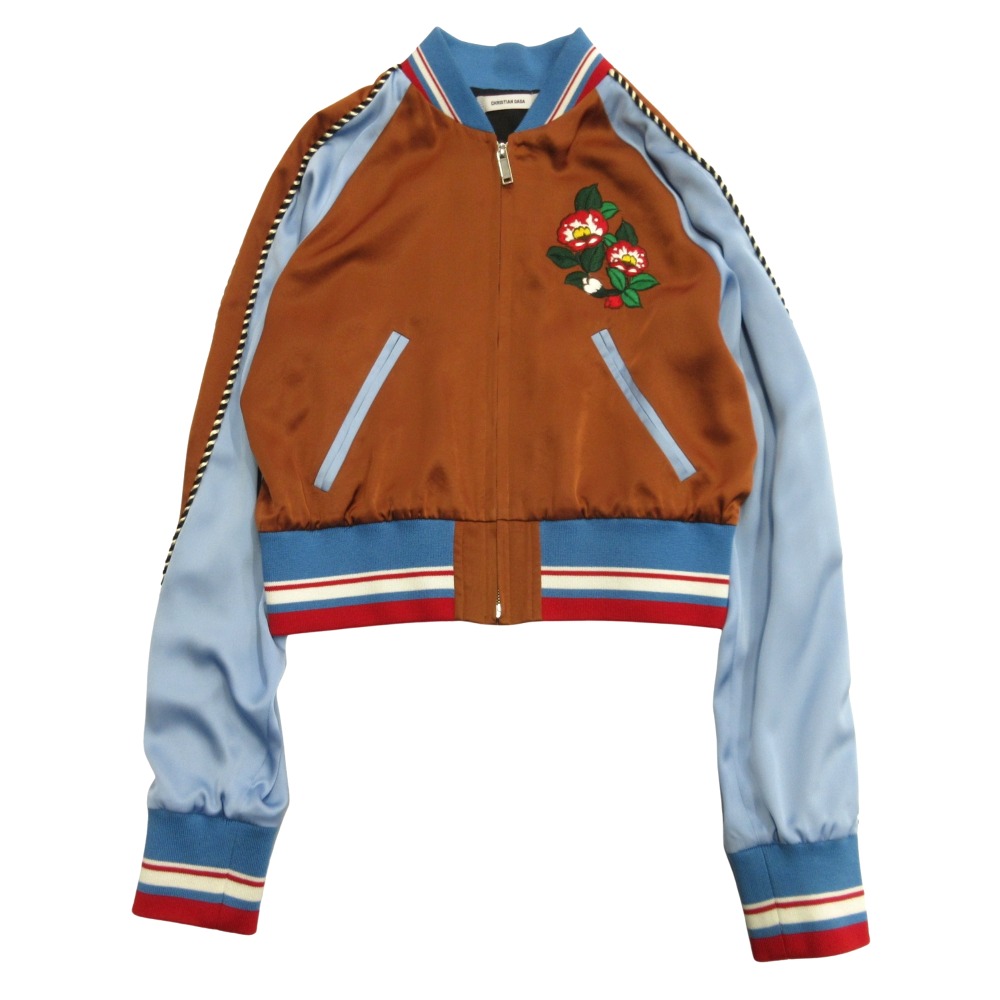 【中古】新品同様 CHRISTIAN DADA クリスチャンダダ 18ss oiran dochu 花魁道中 スカジャン スーベニア ジャケット ブルゾン 38 ブラウン ブルー レディース Re:MODE ブランド古着のリモード|Re:MODE ブランド古着のリモード