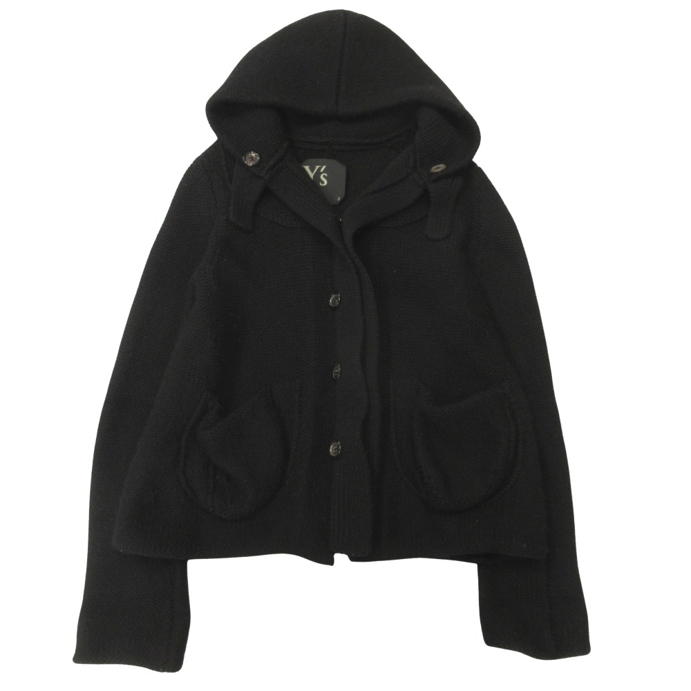 【中古】良品 Y's ワイズ Yohji Yamamoto ヨウジヤマモト ニット パーカー ジャケット セーター ローゲージ カーディガン 2 黒 ブラック レディース Re：MODE ブランド古着のリモード｜Re：MODE　ブランド古着のリモード 16,500円