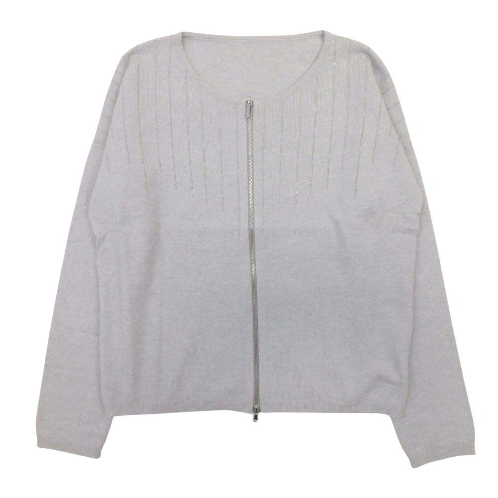 【中古】美品 FABIANA FILIPPI ファビアナ フィリッピ カシミヤ混 ニット ジップアップ カーディガン カットソー ビーズ刺繍 S ライトグレー レディース Re：MODE ブランド古着のリモード｜Re：MODE　ブランド古着のリモード