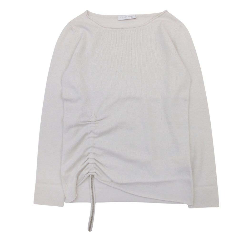 【中古】美品 FABIANA FILIPPI ファビアナ フィリッピ ウールカシミヤ ニット シャーリングデザイン セーター カットソー XS ライトグレー レディース Re：MODE ブランド古着のリモード｜Re：MODE　ブランド古着のリモード