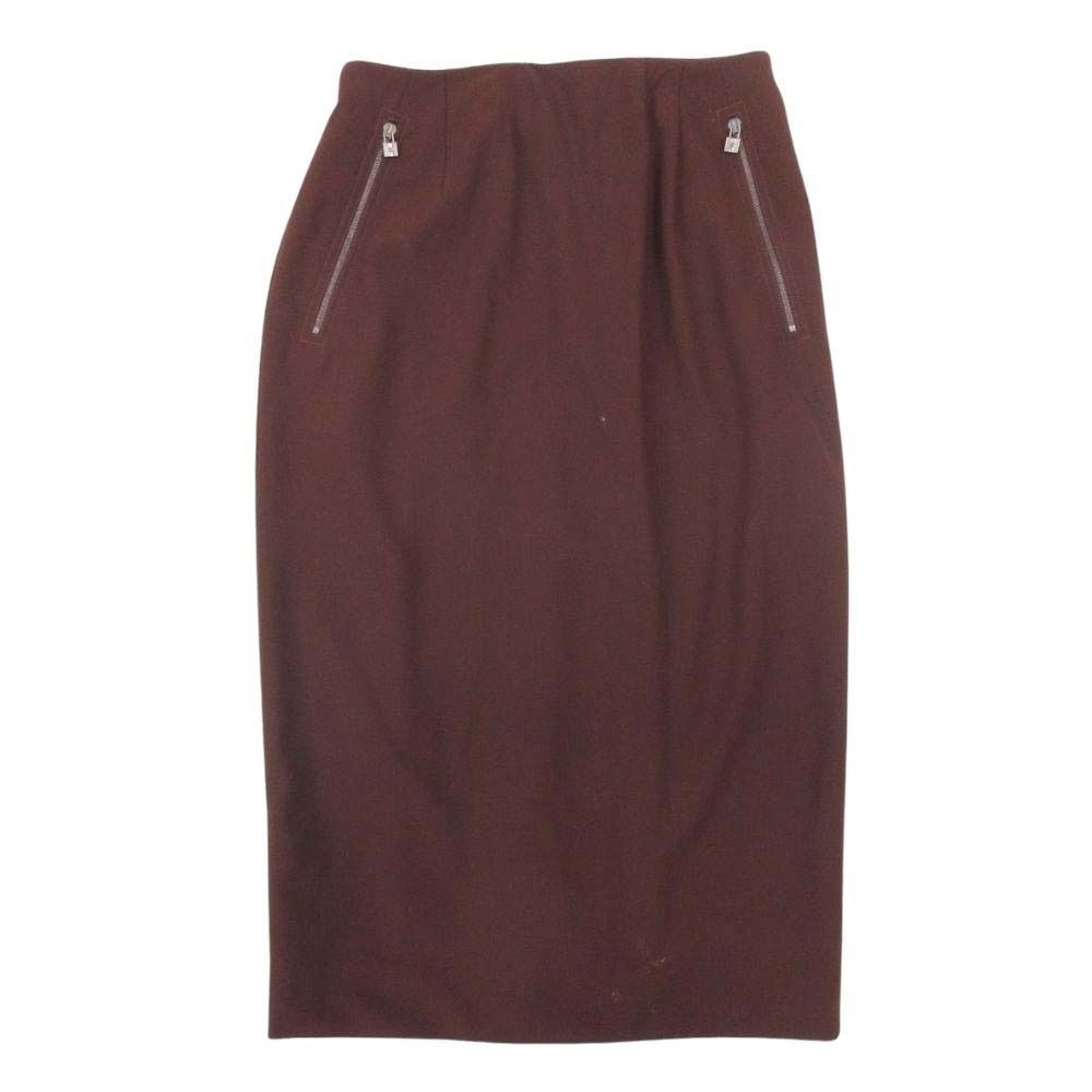【中古】良品 HERMES エルメス マルジェラ期 ヴィンテージ ジップデザイン ミモレスカート セミタイト Iライン 36 茶 ブラウン レディース Re：MODE ブランド古着のリモード｜Re：MODE　ブランド古着のリモード
