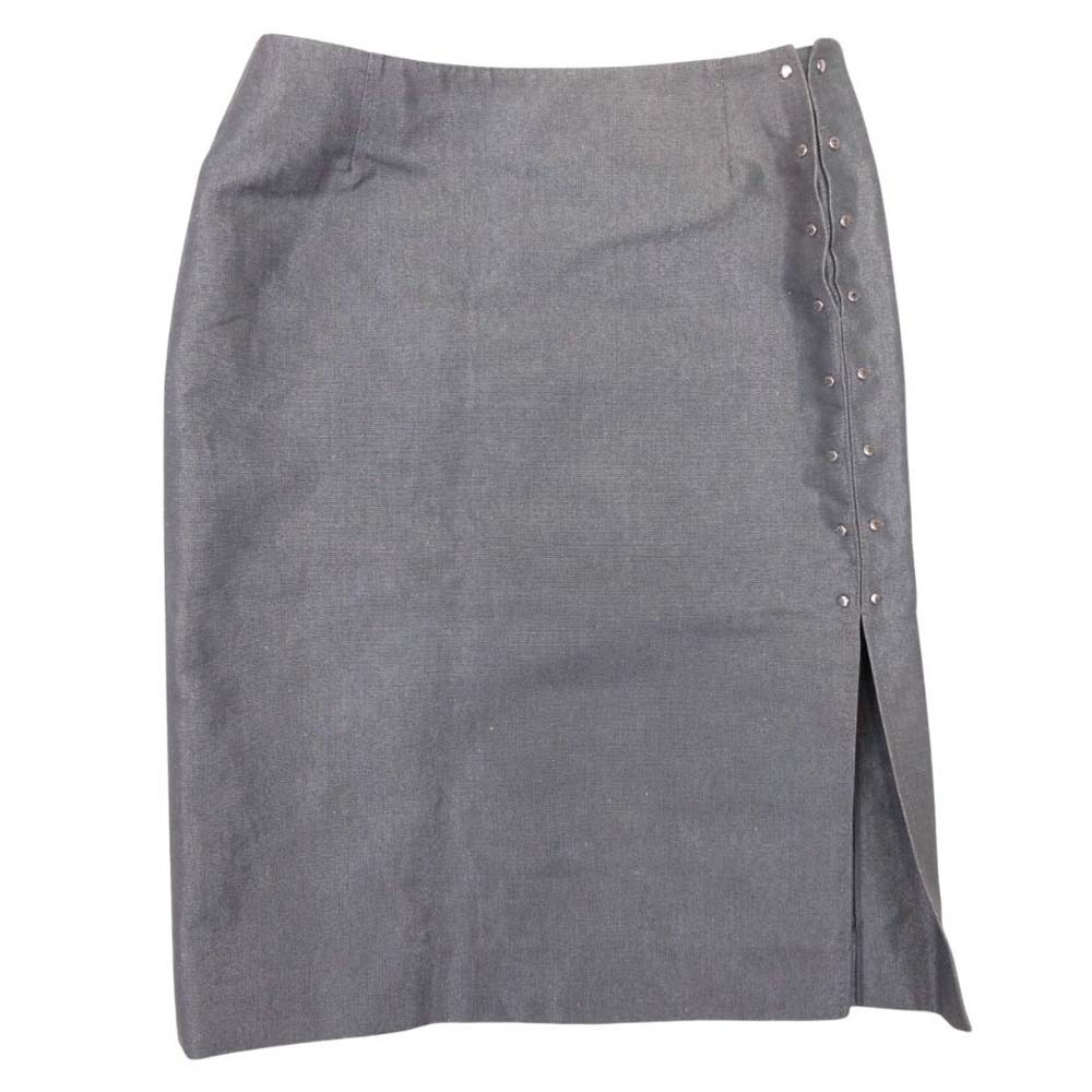 【中古】美品 LOUIS VUITTON ルイヴィトン コットンリネン タイトスカート ひざ丈 サイドスリット 36 シルバーグレー レディース Re:MODE ブランド古着のリモード|Re:MODE ブランド古着のリモード