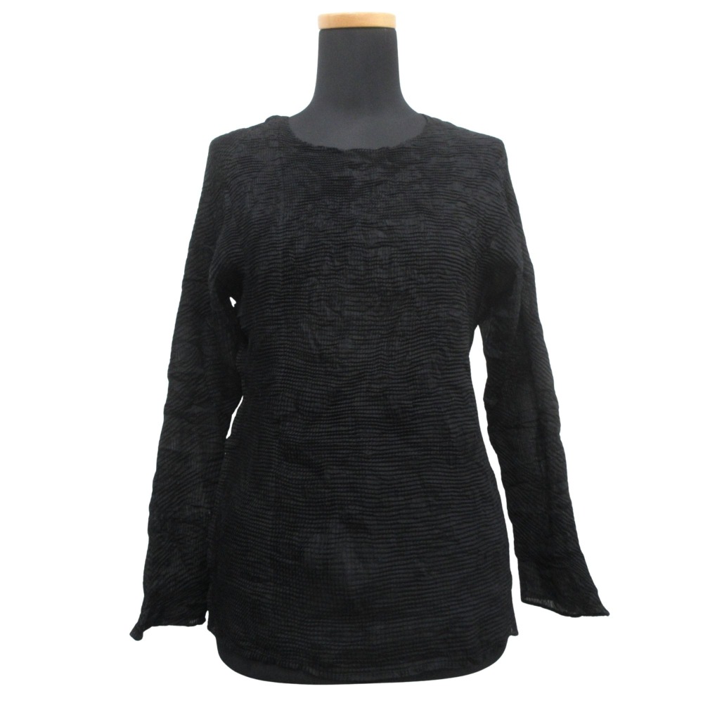 【中古】 ISSEY MIYAKE イッセイミヤケ 90&rsquo;s アコーディオンプリーツ シャツ ブラウス カットソー ヴィンテージ サイズM 黒 ブラック レディース Re：MODE ブランド古着のリモード｜Re：MODE　ブランド古着のリモード